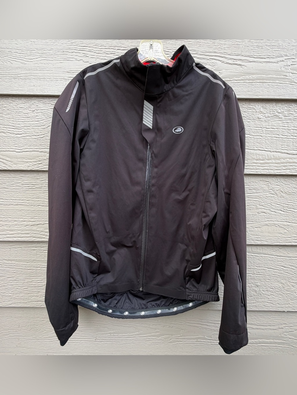 Performance Ultra Rain Jacket Men Large Black Cycling Windbreaker Coat 3 Pockets